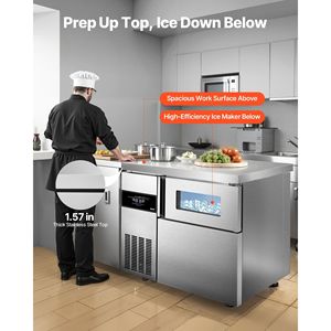 Attrezzature commerciali da cucina in acciaio inox macchina macchina per fabbricare il ghiaccio 220 Lbs/24H 66 Lbs contenitore di ghiaccio Touch cucine - Product Image 3