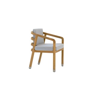 Silla de comedor con brazo de madera de teca maciza de alta calidad con cojín cómodo diseño moderno para uso en exteriores en playas parques eventos - Product Image 1
