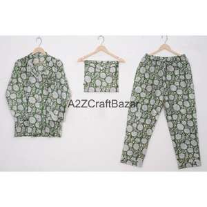 ชุดนอนผ้าฝ้าย 100% สไตล์โบฮีเมียน โรแมนติก นุ่มลื่น ชุด 2 ชิ้น สำหรับผู้หญิง เสื้อและกางเกง - Product Image 1