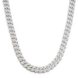 Colección de Cadenas Cubanas de Plata 925 con Diamantes Cultivados en Laboratorio, Collares Unisex Modernos Chapados en Plata - Product Image 1