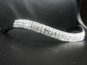 Multi Bling Crystal and Pearl Brow Band Équipement de cheval de qualité supérieure avec matériau en cuir - Product Image 5