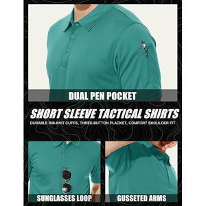 เสื้อโปโลกอล์ฟสำหรับผู้ชายสำหรับฤดูร้อน พร้อมคุณสมบัติป้องกันรังสียูวีและผ้ากันกลิ่นเพื่อความสดชื่นตลอดวัน - Product Image 5