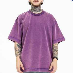 T-shirts délavés à l'acide à faible MOQ, personnalisables pour hommes, nouvelle mode, 100 % coton, style streetwear long - Product Image 4