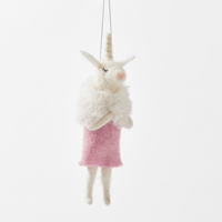 Handgemachte Filz Einhorn Tier Ornament in rosa Kleid hängen Dekoration Magische Weihnachts baum Dekor skurrilen Weihnachts geschenk