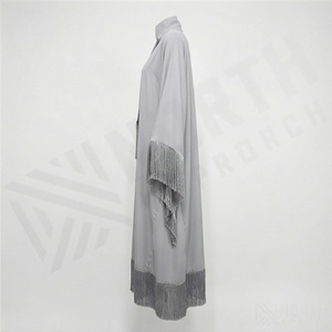 2025 OEM Kimono Abaya pour femmes musulmanes, en tissu polyester épais, doux et très extensible, col en V, manches longues, pour fêtes, Ramadan, mariages - Product Image 3