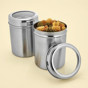 Deluxe Quality Stainless Steel Airtight Kitchen Storage Canister with Lid Metal <b>Jar</b> for <b>Spices</b> Coffee Tea and Dry Foods - Product Image 1