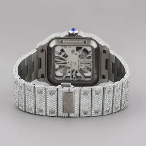 Reloj de Pulsera de Diseño para Hombre, de Lujo, de Alta Calidad, con Esfera Romana, Cristal, Diamantes, Moissanita, Chapado en Blanco, Personalizado, Inteligente, con Banda de Dos Tonos - Product Image 2