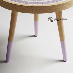 Handcrafted Meena <b>Stool</b> – <b>Round</b> Wooden Meenakari Design Accent <b>Stool</b> with Decorative Top for Living Room & Bedroom - Product Image 4