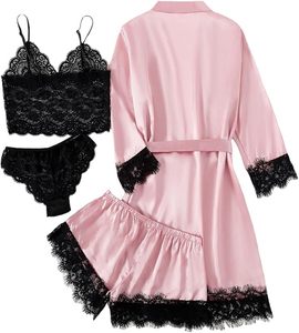 Women Satin Pajamas <b>Set</b> ODM Winter Autumn Spring Short Sleeve Elastic Waist Solid <b>White</b> Sexy Stretch <b>2</b> <b>Pieces</b> Summer Wear - Product Image 5