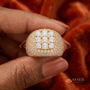 Solid Gold Mens Moissanite Cluster <b>Ring</b> Hip Hop Anillo <b>Iced</b> Out Round Cut Luxury Jewelry Regalo Para Hombre - Product Image 1