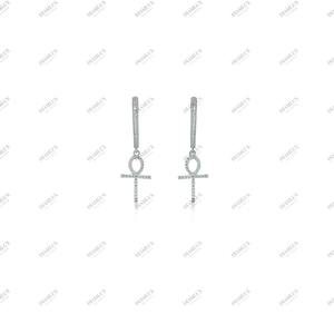 Boucles d'oreilles solitaires en or blanc avec diamant, bijoux de luxe pour femmes, plaqué rhodium, pour mariage, anniversaire, fête, meilleur prix - Product Image 2