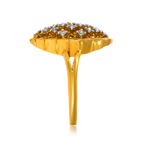 Elegant 14K 18K Yellow Gold Openwork Floral Diamond Cluster Cocktail <b>Ring</b> for Women Luxury Wedding Anniversary Fine Jewelry - Product Image 3