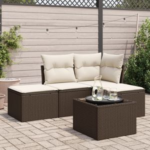 Conjunto de Sofás de Jardín en Color Crema, Blanco y Marrón - Product Image 1