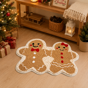 Alfombra de suelo de dibujos animados con diseño de hombre de jengibre navideño en relieve, hecha a mano, decoración navideña para habitación, suave, ecológica, para interiores. - Product Image 4