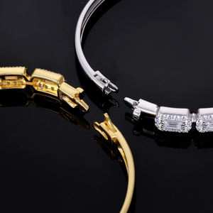 Pulsera de Cadena de Lujo para Hombre, Chapada en Oro de 18K, con Diamantes de Corte Esmeralda, Engaste en Canal, Estilo Geométrico para Uso Diario - Product Image 2