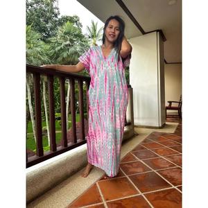 Women Tie Dye Maxi <b>Kaftan</b> <b>Dress</b> V Neck Short Sleeve <b>Long</b> <b>Dress</b> Loose Fit Summer Resort Wear <b>Kaftan</b> - Product Image 2
