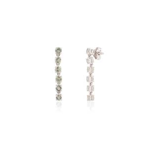 14K Solid White Gold Radiant Green Amethyst Drop Dangle <b>Earrings</b> - Product Image 4