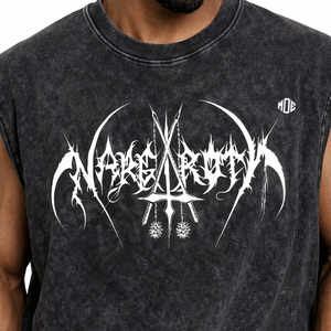 เสื้อยืดแขนกุดทรงโอเวอร์ไซส์สไตล์วินเทจสุดเทรนดี้สำหรับผู้ชาย ลวดลายกราฟิกแบบย้อมสีเอซิด ผลิตจากผ้าฝ้าย 100% เสื้อกล้ามสตรีทแวร์ รับผลิตตามแบบ OEM จำนวนมาก - Product Image 6