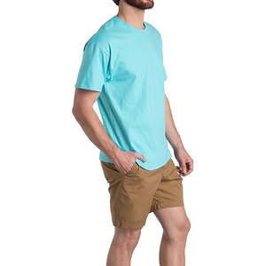 Men's Solid Color Cotton T-<b>Shirt</b> Short Sleeve O-Neck Regular Fit Casual Wear Blank Jersey Knitted <b>Shirt</b> Light Blue - Product Image 2