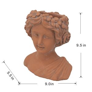 9x5.5x9.5 marrone testa busto fioriera stile greco in cemento ornamento da giardino per interni ed esterni decorazioni per la casa - Product Image 3
