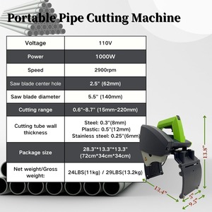 Portable Pipe Cutting Machine 0.6"-8.7" Cutting Range for Steel/Stainless/Plastic Pipes - Product Image 2