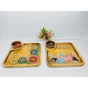ถาดเสิร์ฟไม้พิมพ์ลายหรูหราคุณสมบัติตกแต่งขนาดใหญ่สำหรับบ้านโรงแรมโซลูชันการจัดเลี้ยงจากอินเดีย - Product Image 3