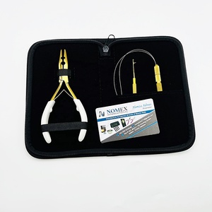 ORHA INTERNATIONAL Stainless Steel <b>Hair</b> <b>Extension</b> Pliers Kit Tool Set for Commercial Use Installation Removal <b>White</b> Handle Gold - Product Image 1