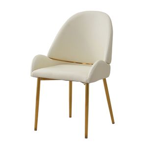 Set di 2 sedie da pranzo in pelle PU beige con gambe in metallo - Product Image 2