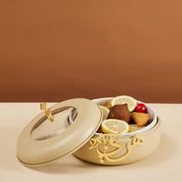 Plat de service islamique de luxe en métal avec couvercle, calligraphie dorée, Ramadan, Eid, vaisselle arabe, cadeau, décoration de la maison