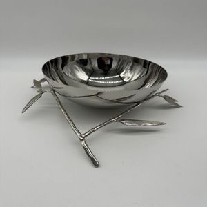 Moderno y Ecológico Tazón de Servir de Acero Inoxidable con Diseño de Lujo, Acabado Plateado Brillante, para Hoteles y Fiestas - Product Image 1