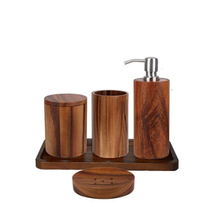 Luxury Handcrafted Wood <b>Bathroom</b> <b>Accessories</b> <b>Set</b> Natural Vanity Decor Stylish Organizer for Elegant and Eco Friendly <b>Bathrooms</b> - Product Image 1