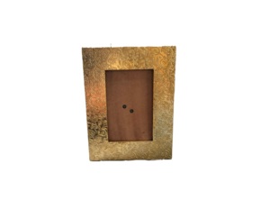 Rectangle Leather Photo <b>Frame</b> with Embossed Floral Pattern Gold Finish Horizontal Design - Product Image 3