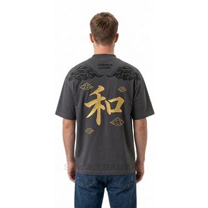 เสื้อยืดคอกลมลายมังกรตะวันออก ด้านหน้าและด้านหลังมีลายกราฟิก สไตล์วินเทจ สตรีทแวร์ลำลอง - Product Image 2