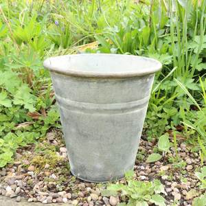 Rustic Galvanized Metal Bucket With Wooden Handle For <b>Garden</b> Flowers And Plants - Product Image 6