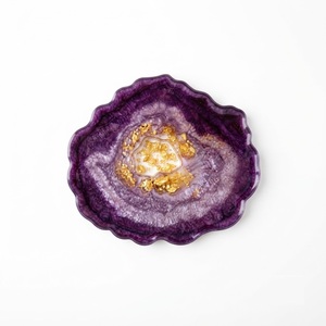 Sous-verres en résine géode bleue de luxe en gros, tapis de tasse en agate époxy personnalisés avec flocons de feuille d'or pour la décoration de la maison, des hôtels et des mariages - Product Image 5