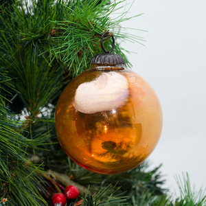 Adorno Navideño de Cristal Ámbar Brillante, Redondo, Estilo Vintage, para Colgar, en Tonos Cálidos, Decoración para Árbol - Product Image 3
