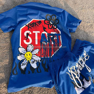 Vente en gros sur mesure Ensemble court pour homme Dtg imprimé OEM de haute qualité Ensemble court 2 pièces pour homme de grande taille - Product Image 3