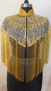 Applique de luxe faite à la main, brodée de perles et à franges, pour robes de soirée - Style Empire simple, lavable, ODM - Product Image 5