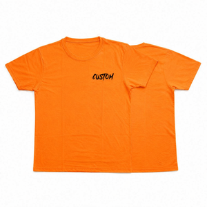 Camiseta de hombre de punto de primera calidad, personalizada, color naranja, transpirable, de algodón grueso, de secado rápido, manga corta, corte regular, color liso. - Product Image 1