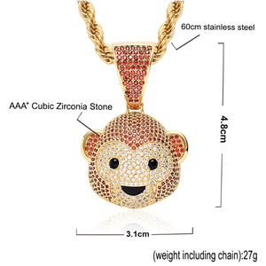 <b>Ice</b> <b>Out</b> Monkey Pendant Hip Hop <b>Chain</b> Necklace Cubic Zirconia Bling Jewelry Gift For Men Women Chunky Silver Plated Moissanite - Product Image 2