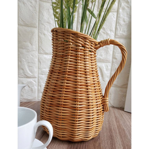Eco-Friendly Handwoven Boho Home Decor Rustic Tabletop Dried Flower Container Natural <b>Wicker</b> Woven Rattan Flower <b>Vase</b> Low Price - Product Image 5