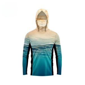 Sudadera con Capucha de Pesca con Logotipo Personalizado, Sudadera de Pesca de Secado Rápido, Camisas de Pesca de Manga Larga para Hombre, Protección UV UPF 35, Spandex/Poliéster - Product Image 1