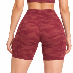 Pantalones cortos de yoga para mujer, pantalones cortos de yoga de cintura alta con compresión, pantalones cortos de yoga sin costuras para mujer, pantalones cortos de yoga para gimnasio, pantalones cortos de yoga para correr - Product Image 2