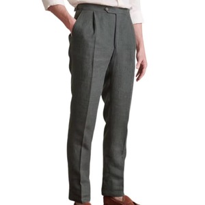 Pantalones de Hombre a Medida 100% Lana con Ajustadores Laterales, Pliegue Único, Cierre de Cremallera Frontal, Tallas Grandes, Estilo Italiano, 80g, Logotipo Personalizado - Product Image 2
