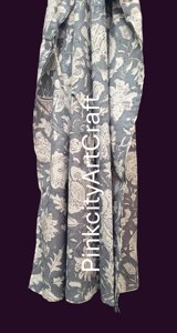 Robe Kaftan en Coton Écologique Faite à la Main pour Femme, Imprimée à la Main à Motifs Floraux Jaipuri, Vêtement de Détente Artisanal Indien Long et Naturel - Product Image 6