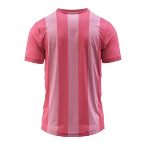 เสื้อวอลเลย์บอลลายทางสีชมพูและชมพูอ่อนแบบกำหนดเอง คอวี แขนสั้น เสื้อยืดฝึกซ้อมฟุตบอลสำหรับผู้ชาย - Product Image 2