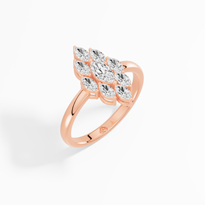 Bague Classique Femme en Moissanite Marquise, Sertie en Grappe, 0,67 ct total, Plaqué Rhodium, Or 10K 14K 18K, Vente en Gros, Fournisseur tiers - Product Image 4