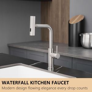 Rubinetto da Cucina Monocomando in Nichel Spazzolato con Doccetta Estraibile - Rubinetti da Cucina Premium - Product Image 2