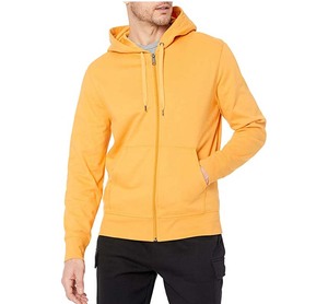 Sudadera con Capucha Amarilla para Hombre, con Cierre, de Forro Polar, Color Sólido, Corte Regular, para Otoño - Product Image 1