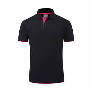 Chemises décontractées de luxe pour hommes, col uni, manches courtes, coupe classique, logo personnalisé imprimé sur le devant, tissu jersey 100% coton - Product Image 1
